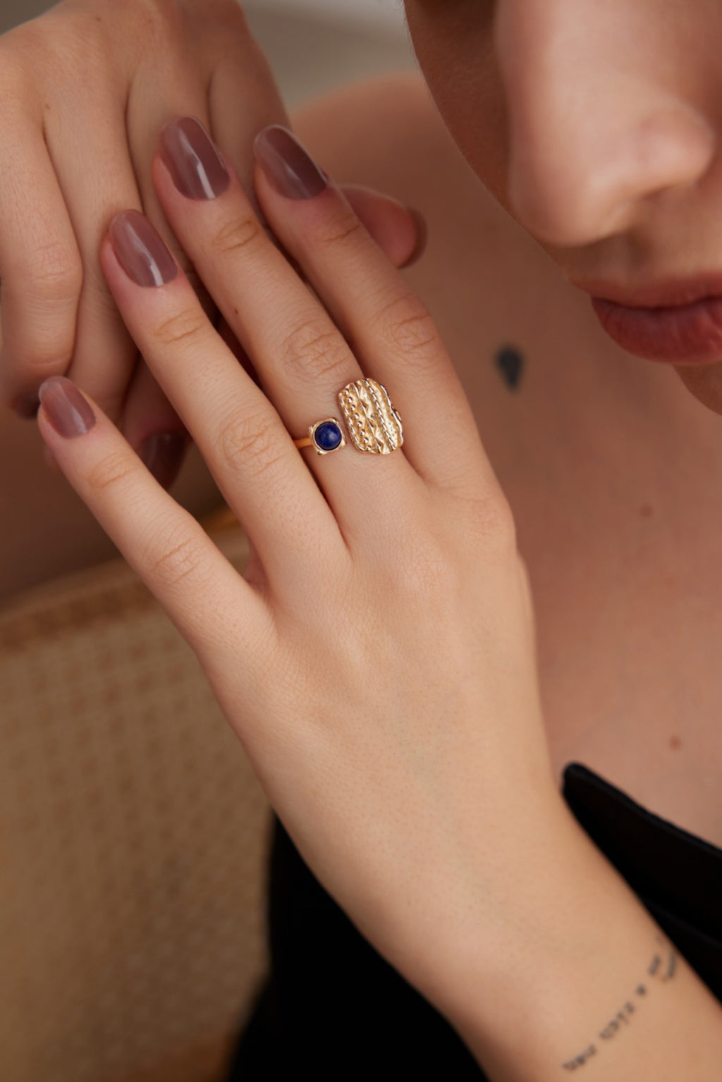 925 Sterling Silver Natural Lapis Lazuli Ring - Silver