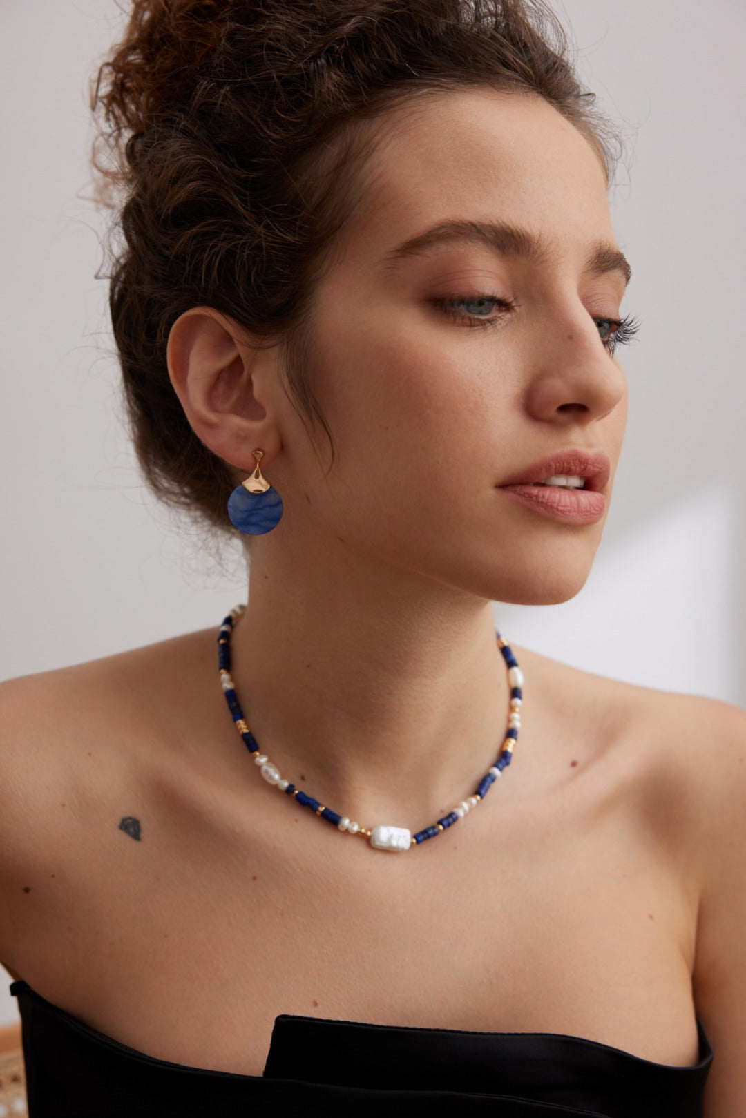 925 Sterling Silver Floral Blue Aventurine Earrings - Silver