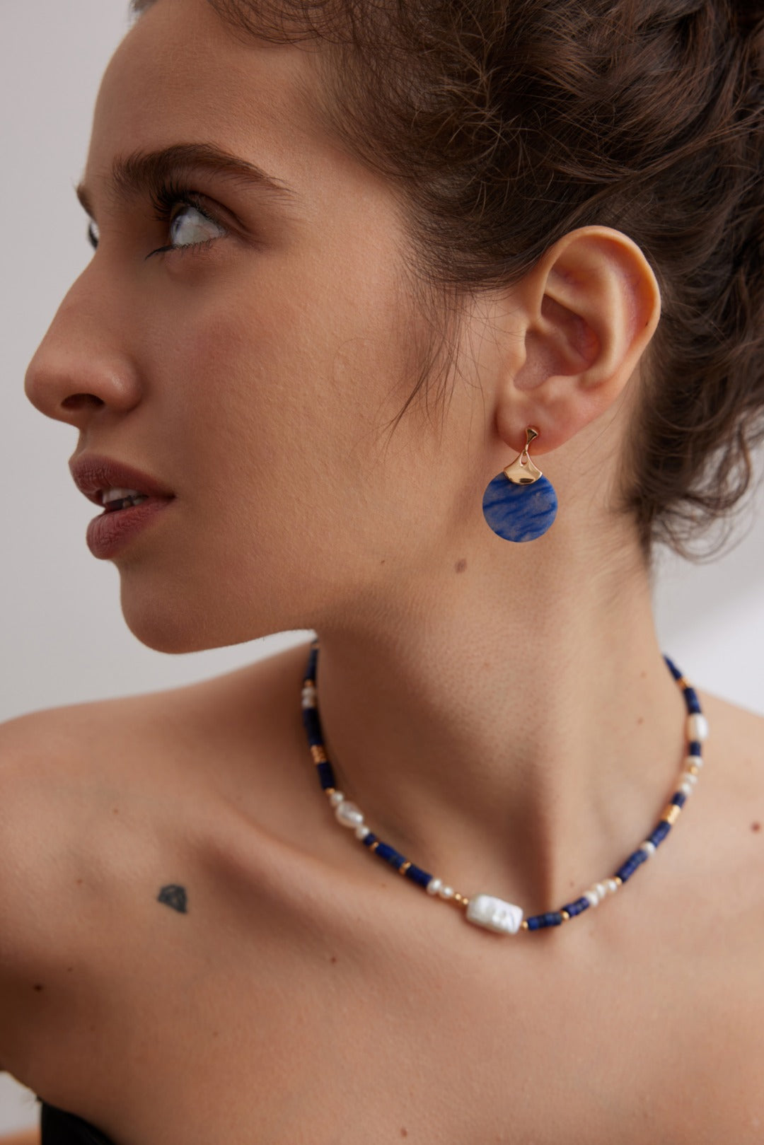 925 Sterling Silver Floral Blue Aventurine Earrings - Silver