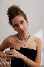 925 Sterling Silver Black Agate and Malachite Earrings - Silver