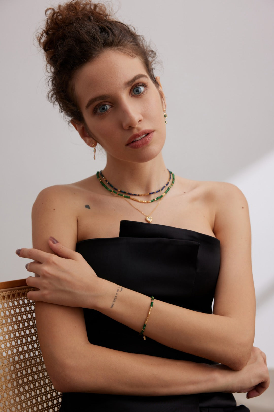 925 Sterling Silver Synthetic Emerald Bracelet - Silver