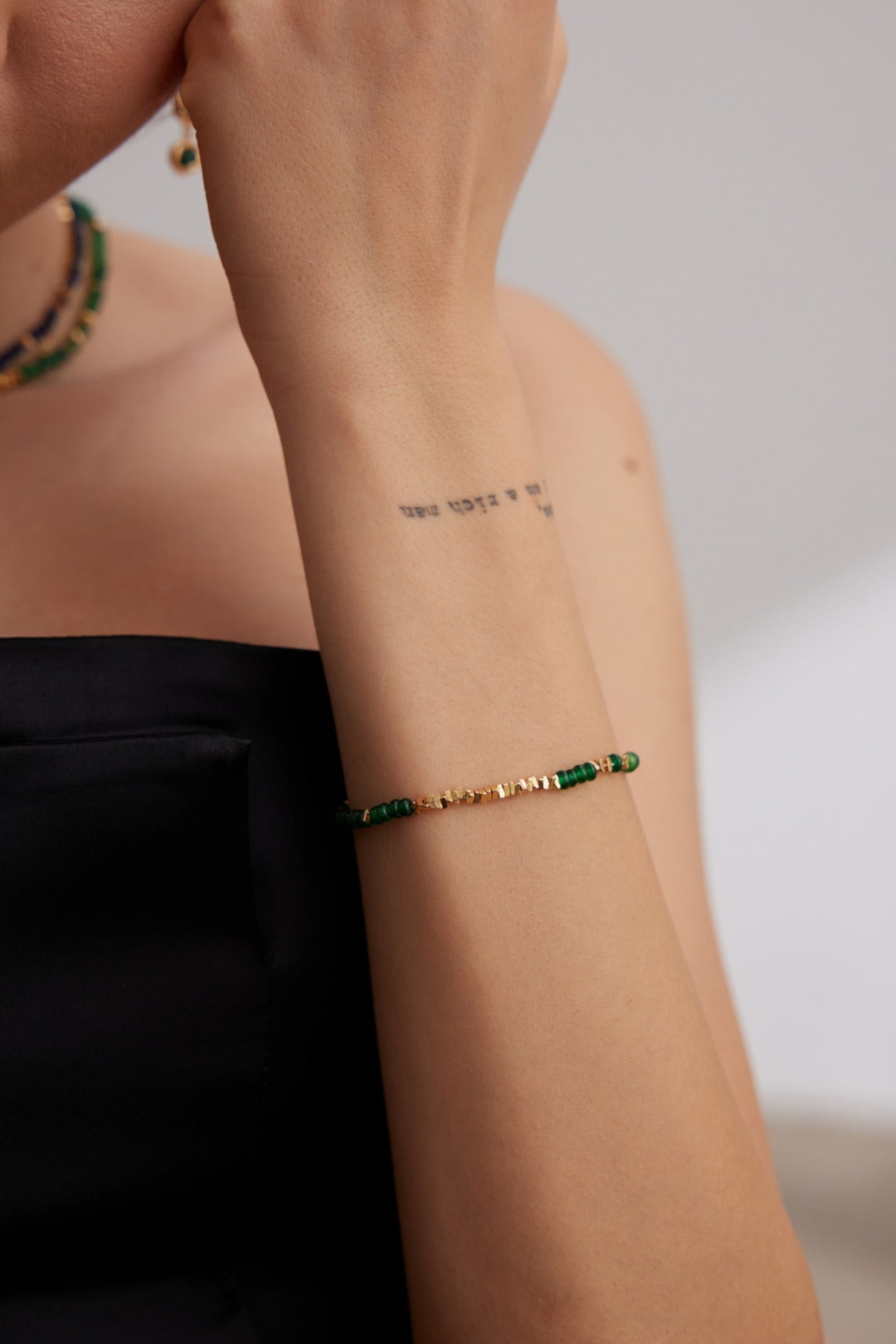 925 Sterling Silver Synthetic Emerald Bracelet - Silver