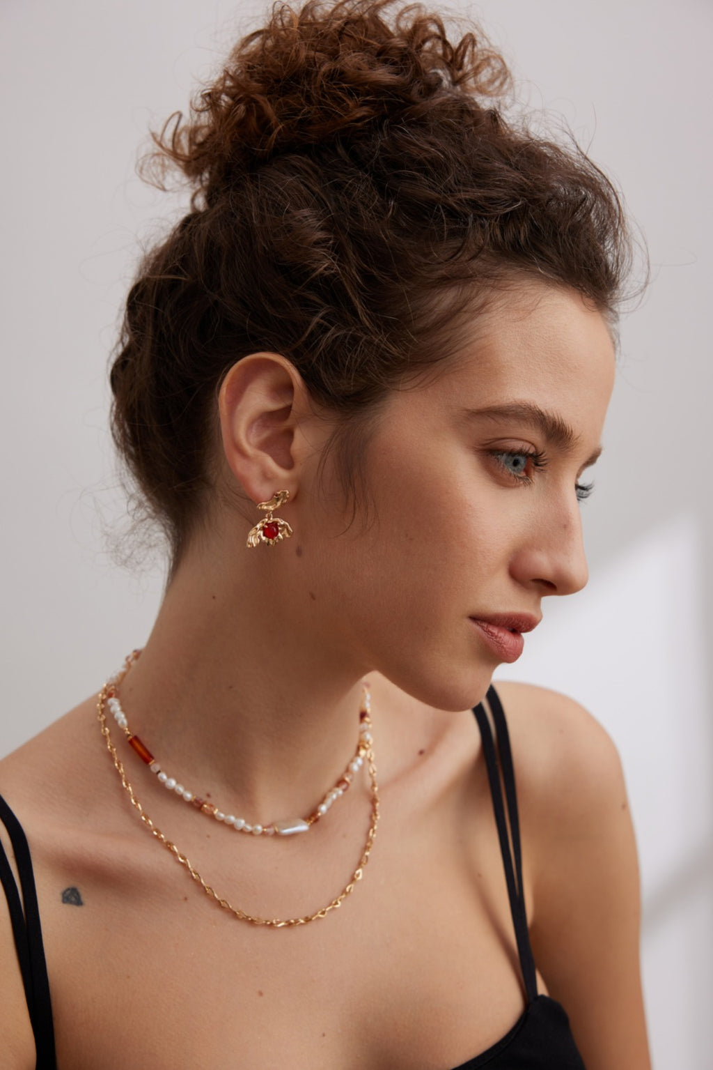 925 Sterling Silver Leaf Red Agate Earrings - Silver
