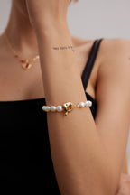 925 Sterling Silver Natural Pearl Bracelet - Silver