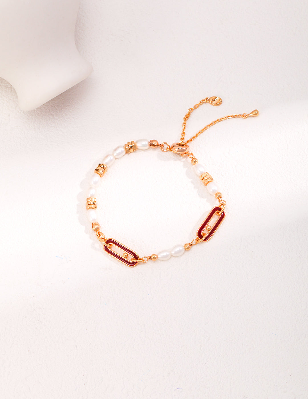 925 Sterling Silver Drip Glaze and Natural Pearl Bracelet - Vintage Gold