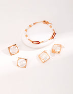 925 Sterling Silver Drip Glaze and Natural Pearl Bracelet - Vintage Gold