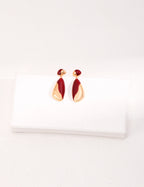 925 Sterling Silver Red Enamel Teardrop Earrings, front view