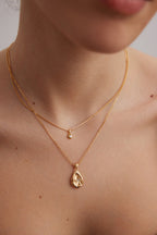 925 Sterling Silver Teardrop Cubic Zirconia Necklace - Silver