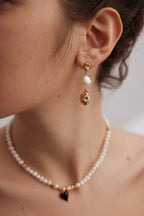 925 Sterling Silver Natural Pearl Earrings - Vintage Gold