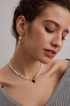 925 Sterling Silver Natural Pearl Earrings - Vintage Gold