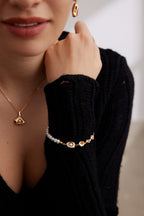 925 Sterling Silver Natural Pearl Bracelet - Silver
