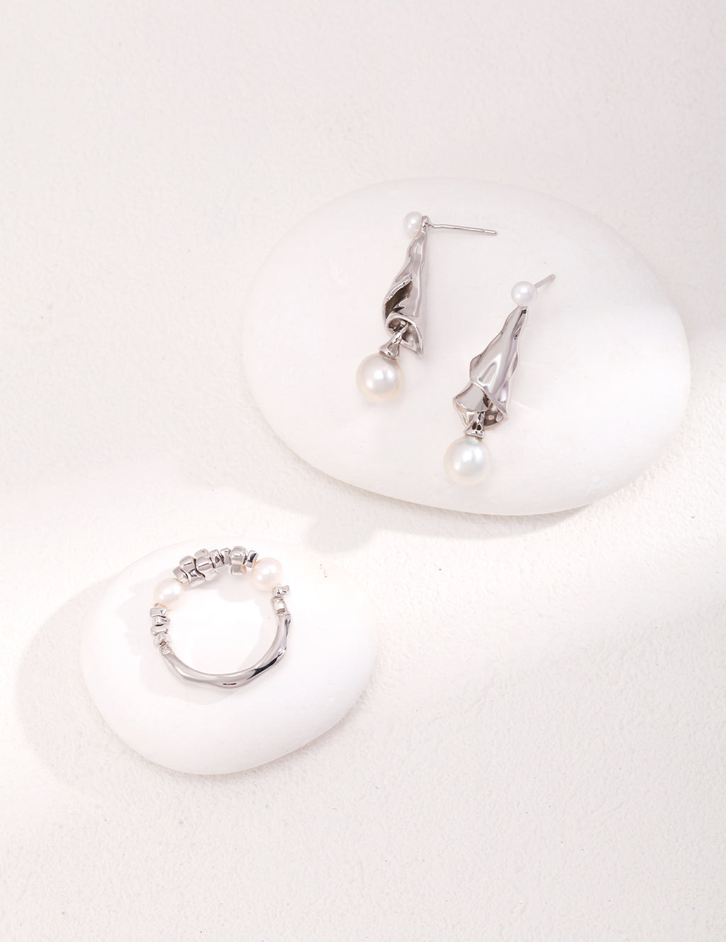 925 Sterling Silver Natural Pearl Drop Earrings, product view 5