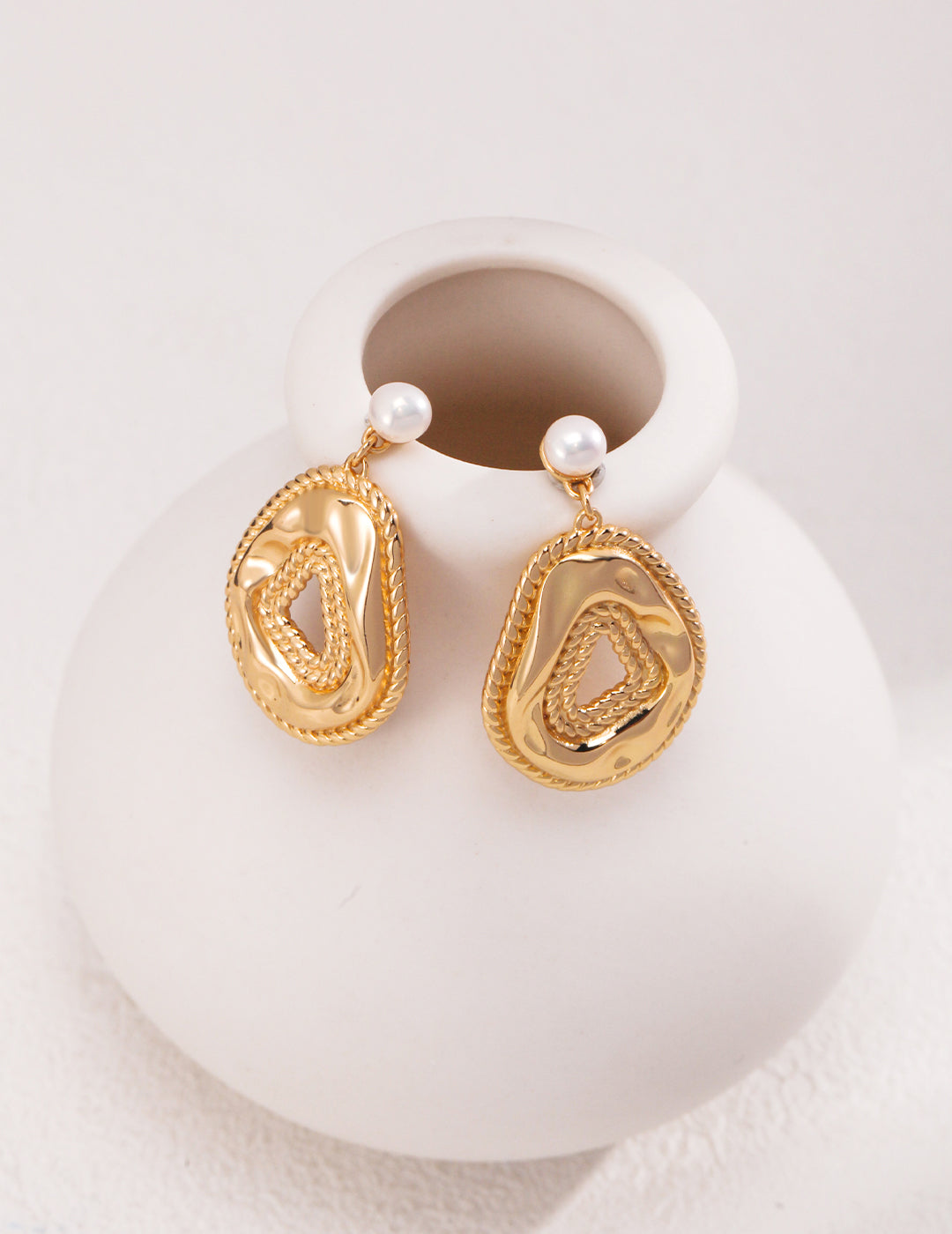 925 Sterling Silver Natural Pearl Earrings - Silver