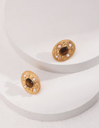 925 Sterling Silver Tiger’s Eye and Faux Pearl Earrings - Silver