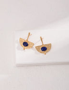 925 Sterling Silver Lapis Lazuli Earrings - Silver