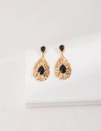 925 Sterling Silver Palace-Style Black Cubic Zirconia Earrings, product view 1