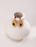 925 Sterling Silver Palace-Style Black Cubic Zirconia Earrings, product view 3