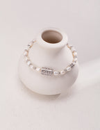 925 Sterling Silver Natural Pearl, Mother of Pearl and Black Agate Bracelet, product view 6
