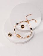 925 Sterling Silver Black Agate Earrings - Silver