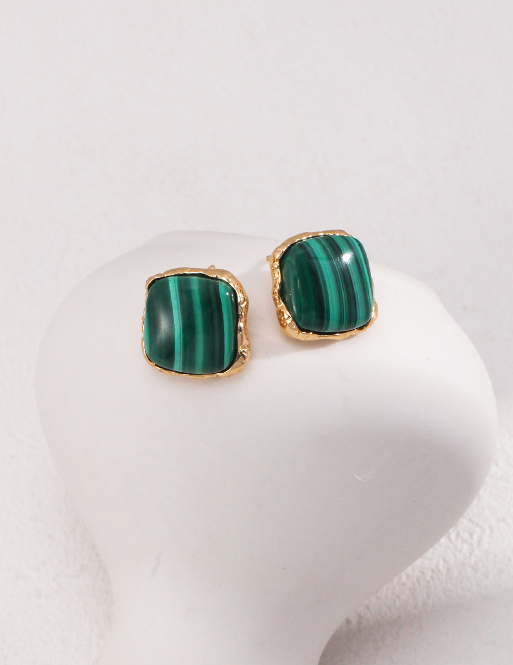925 Sterling Silver Malachite Earrings - Silver