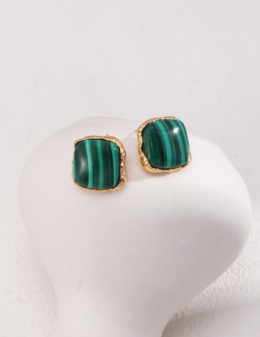 925 Sterling Silver Malachite Earrings - Silver