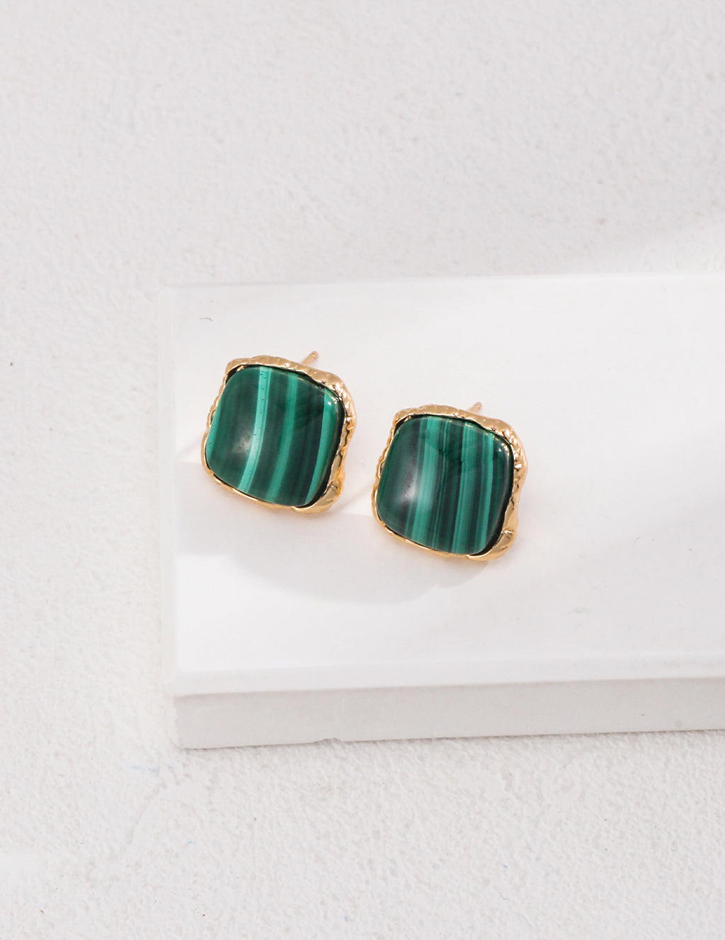 925 Sterling Silver Malachite Earrings - Silver
