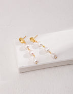 925 Sterling Silver Natural Baroque Pearl Earrings - Vintage Gold