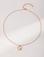 925 Sterling Silver Natural Pearl Necklace - Vintage Gold
