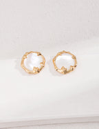 925 Sterling Silver Mother of Pearl Earrings - Silver