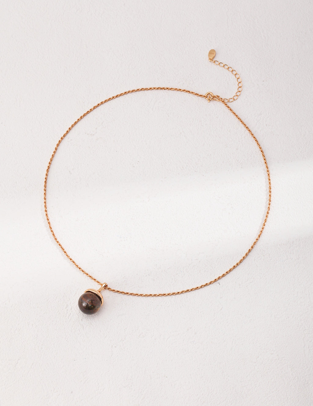 925 Sterling Silver Tiger’s Eye and Shell Pearl Necklace - Silver