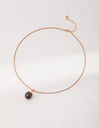 925 Sterling Silver Tiger’s Eye and Shell Pearl Necklace - Silver
