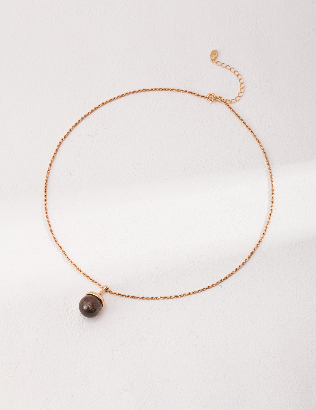 925 Sterling Silver Tiger’s Eye and Shell Pearl Necklace - Silver