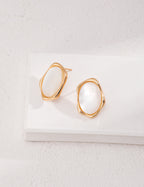 925 Sterling Silver Mother of Pearl Earrings - Silver