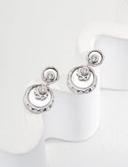 925 Sterling Silver Mother of Pearl and Cubic Zirconia Earrings - Silver