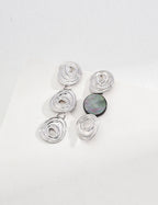 925 Sterling Silver Vintage 黑贝 Earrings - Silver