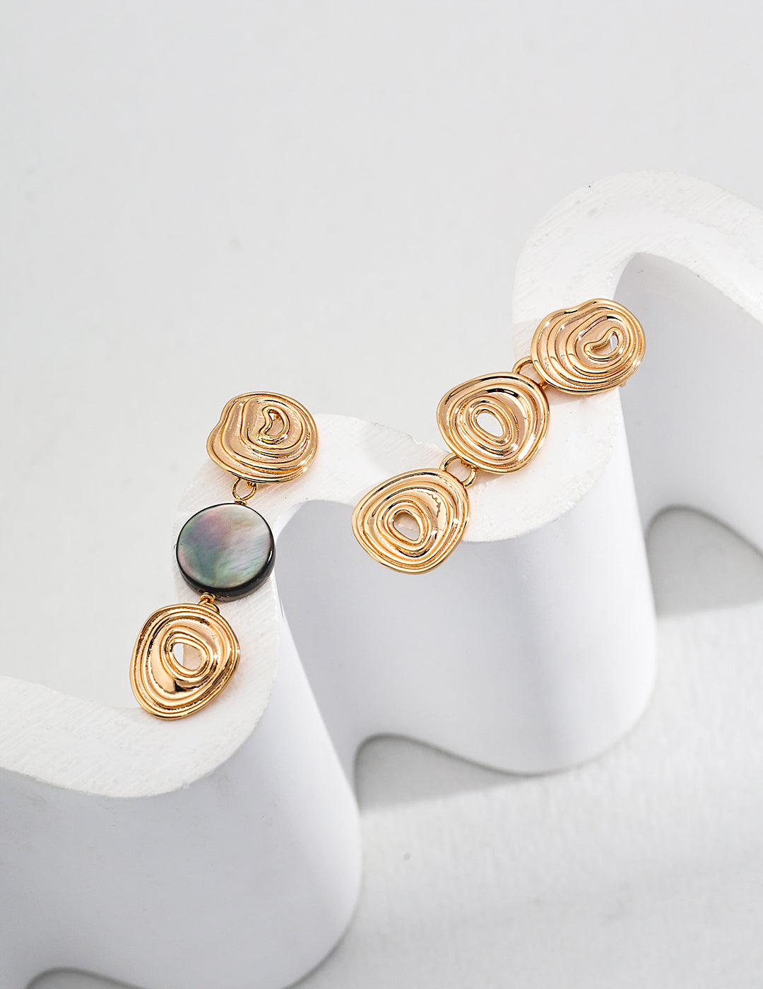 925 Sterling Silver Vintage 黑贝 Earrings - Silver