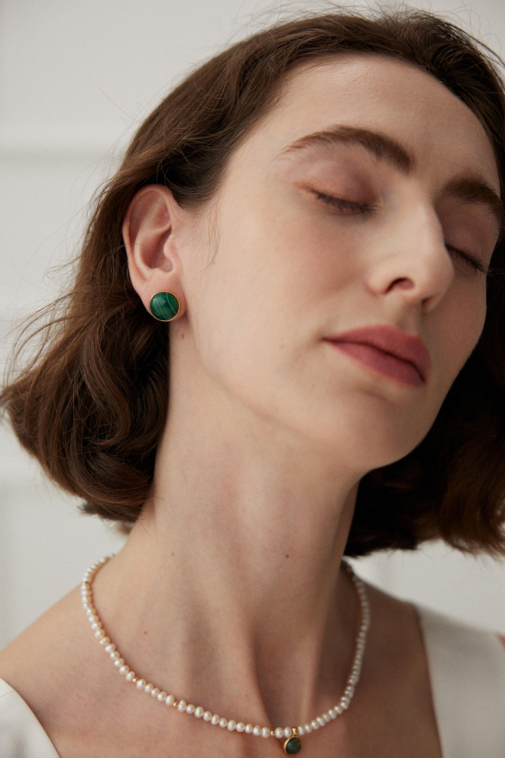 925 Sterling Silver Malachite Earrings - Vintage Gold