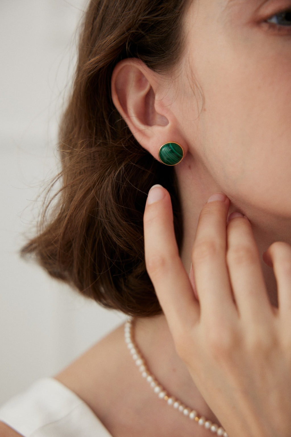 925 Sterling Silver Malachite Earrings - Vintage Gold