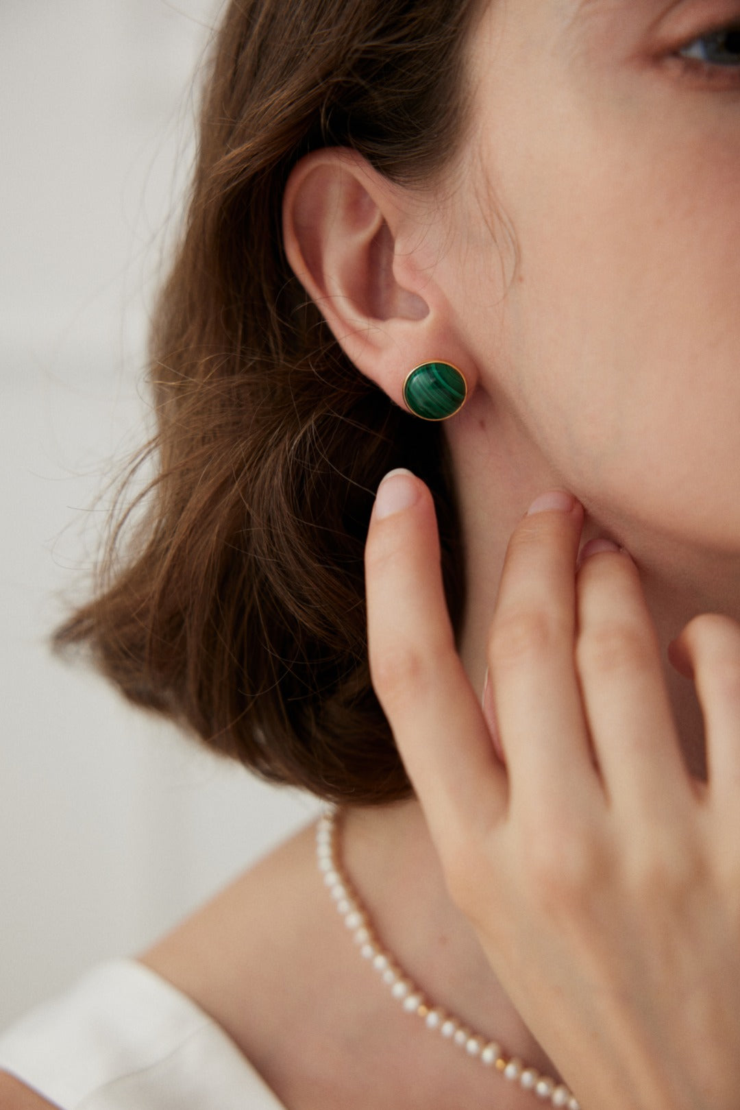 925 Sterling Silver Malachite Earrings - Vintage Gold