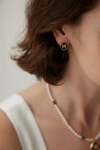 925 Sterling Silver Black Agate Earrings - Silver