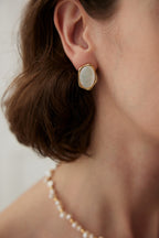 925 Sterling Silver Mother of Pearl Earrings - Silver