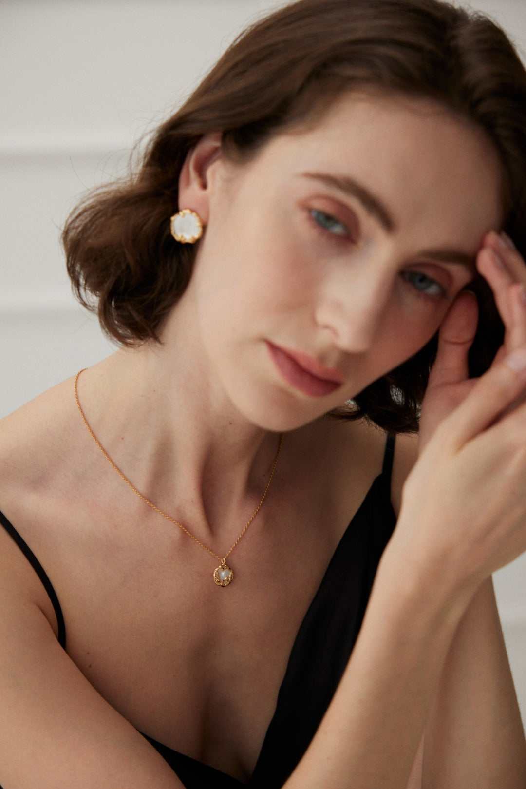 925 Sterling Silver Natural Pearl Necklace - Vintage Gold