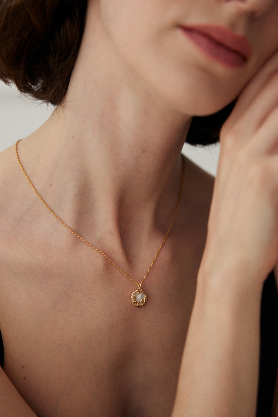 925 Sterling Silver Natural Pearl Necklace - Vintage Gold