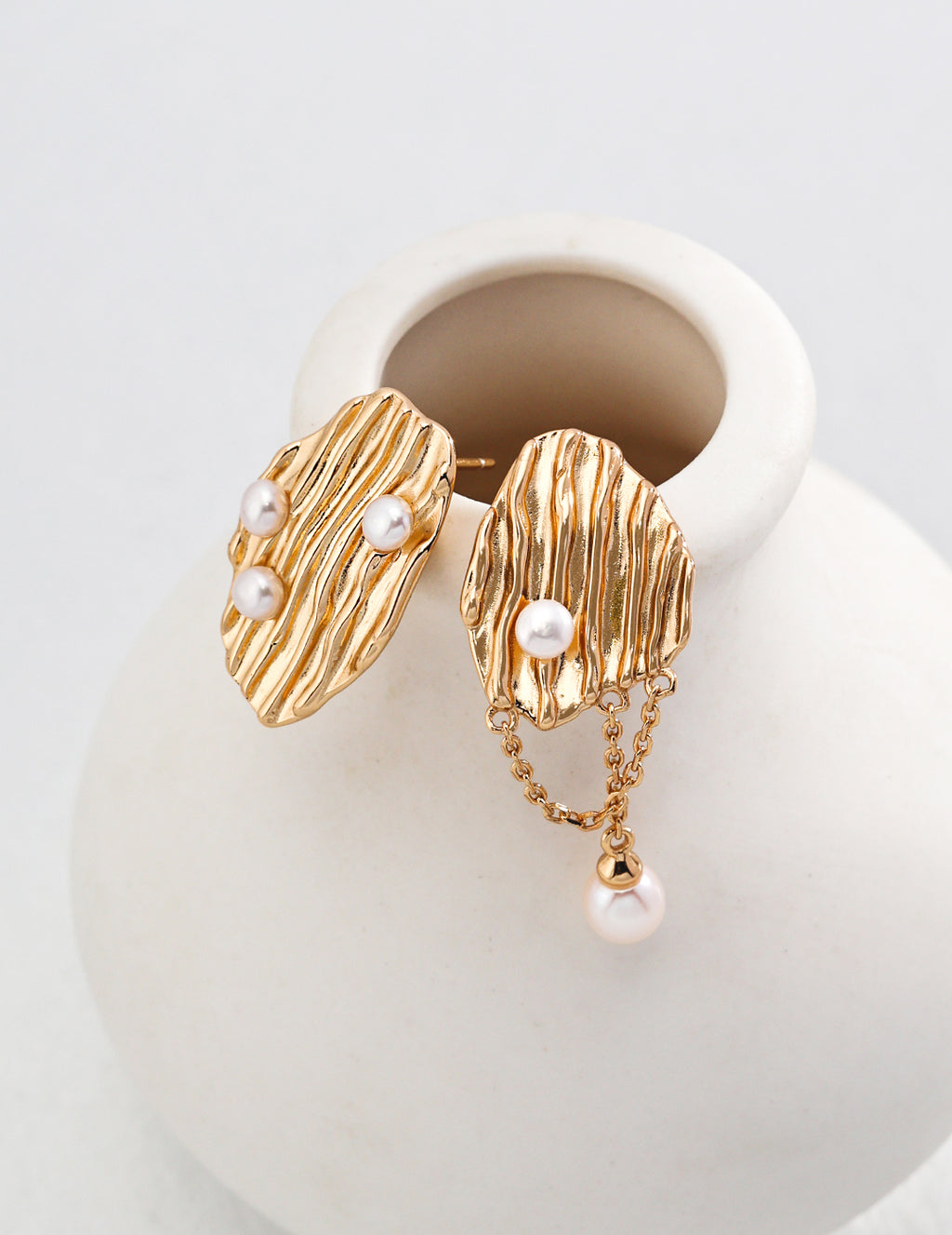 925 Sterling Silver Natural Pearl Earrings - Silver