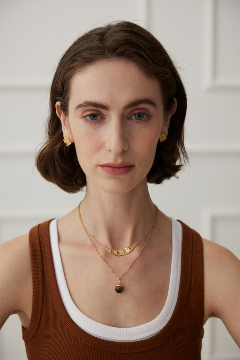 925 Sterling Silver Tiger’s Eye and Shell Pearl Necklace - Silver