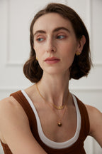 925 Sterling Silver Tiger’s Eye and Shell Pearl Necklace - Silver