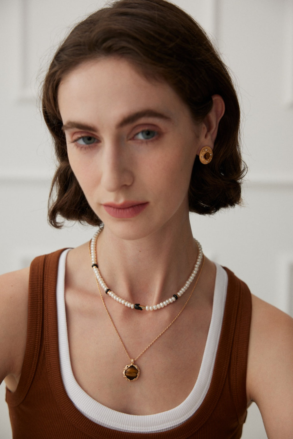 925 Sterling Silver Tiger’s Eye Necklace - Vintage Gold