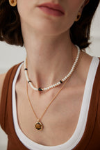 925 Sterling Silver Tiger’s Eye Necklace - Vintage Gold