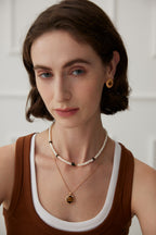 925 Sterling Silver Tiger’s Eye and Faux Pearl Earrings - Silver