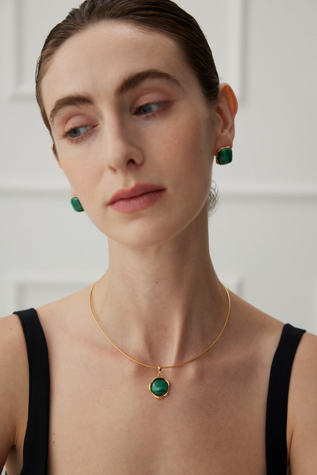 925 Sterling Silver Malachite Earrings - Silver